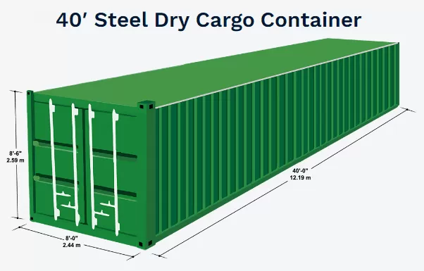 40-foot ocean container weight